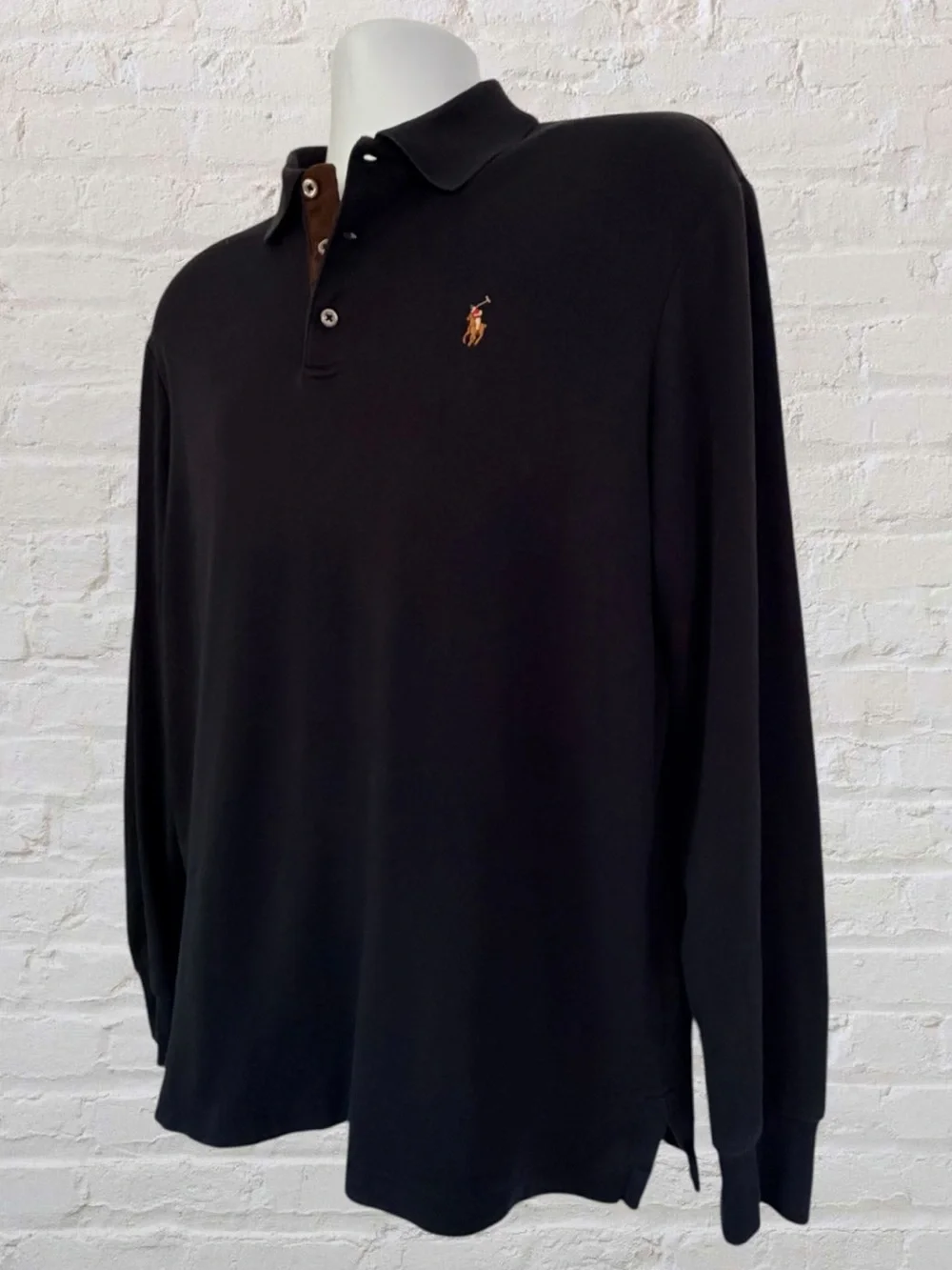 Polo Ralph Lauren Men’s L Classic Fit Long Sleeve Polo Multicolor Pony Black